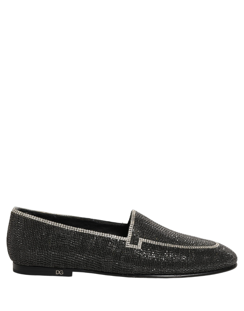 Dolce & Gabbana Black Crystal Embellished Men Loafers Shoes