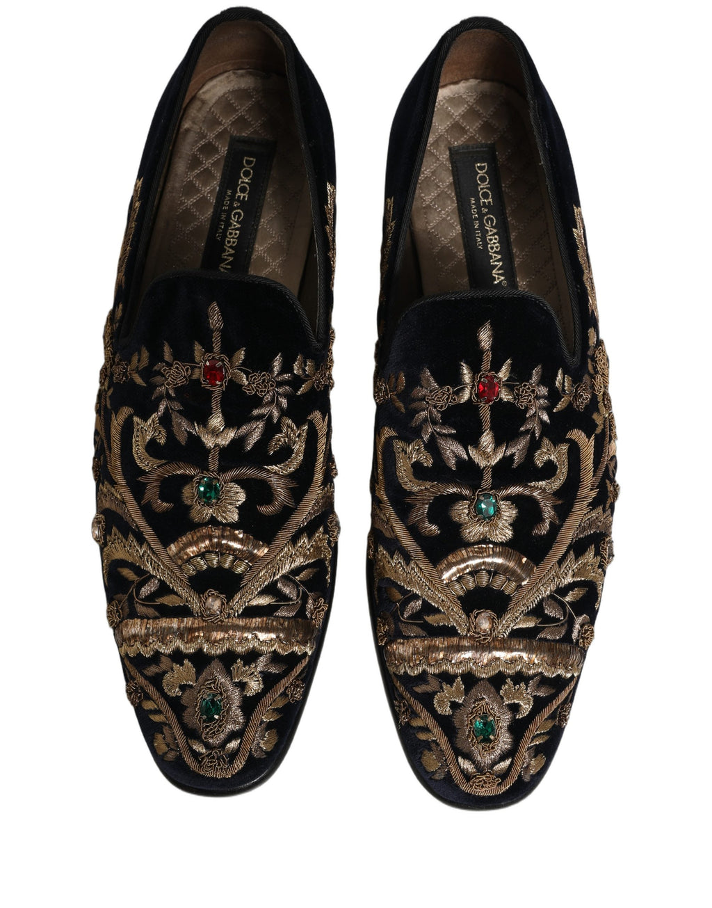 Dolce & Gabbana Black Velvet Embellished Dress Loafers Shoes