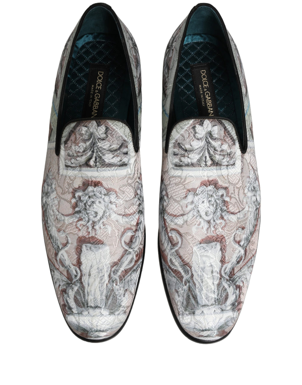 Dolce & Gabbana Multicolor Velvet Baroque Dress Loafers Shoes