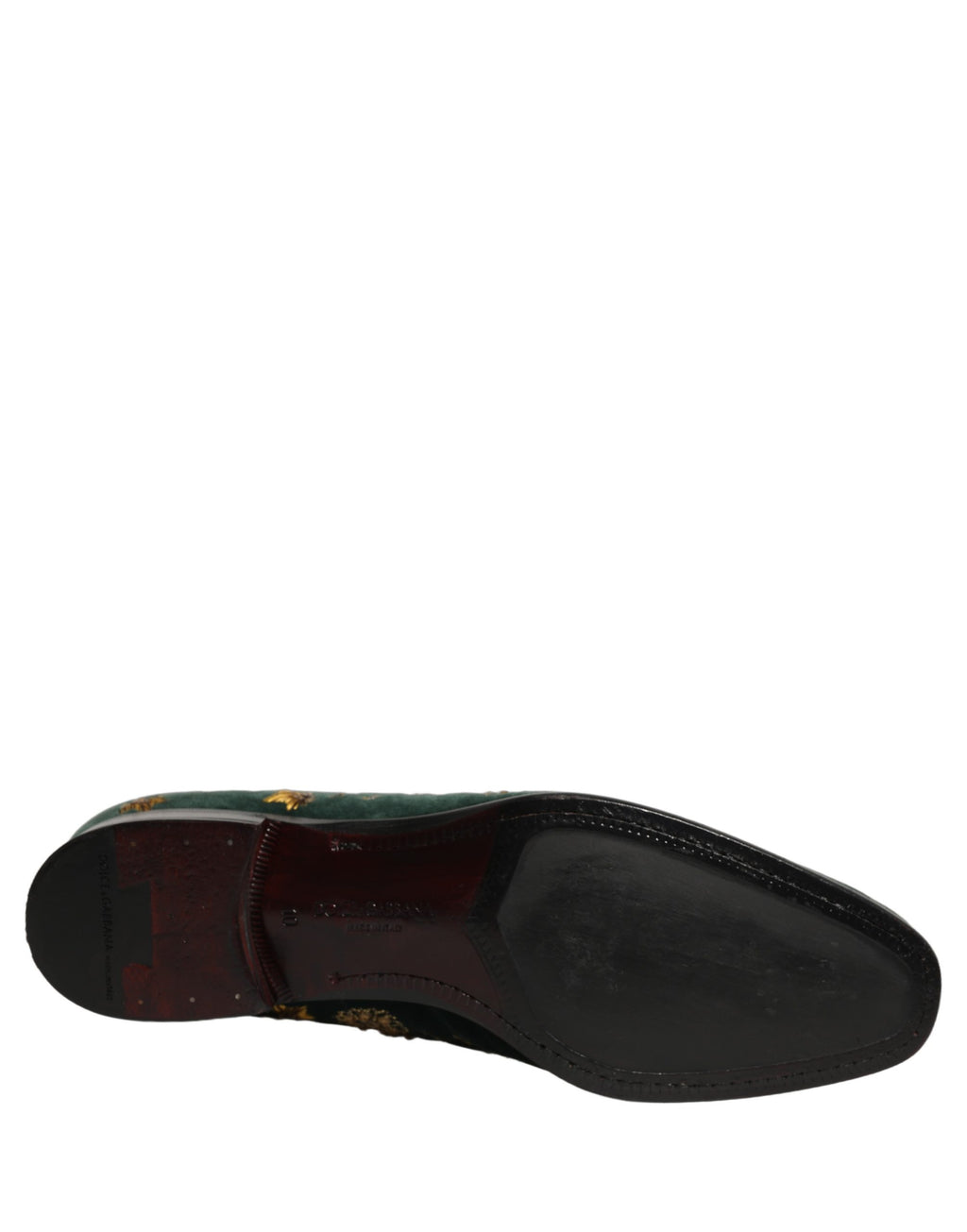 Dolce & Gabbana Green Floral Embroidery Dress Loafers Shoes