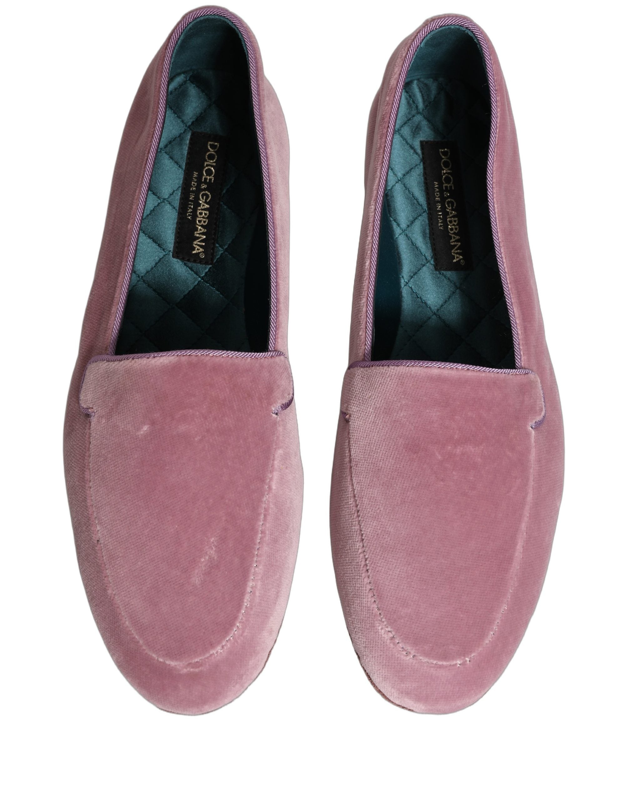 Dolce & Gabbana Pink Velvet Slip On Men Flats Loafers Shoes