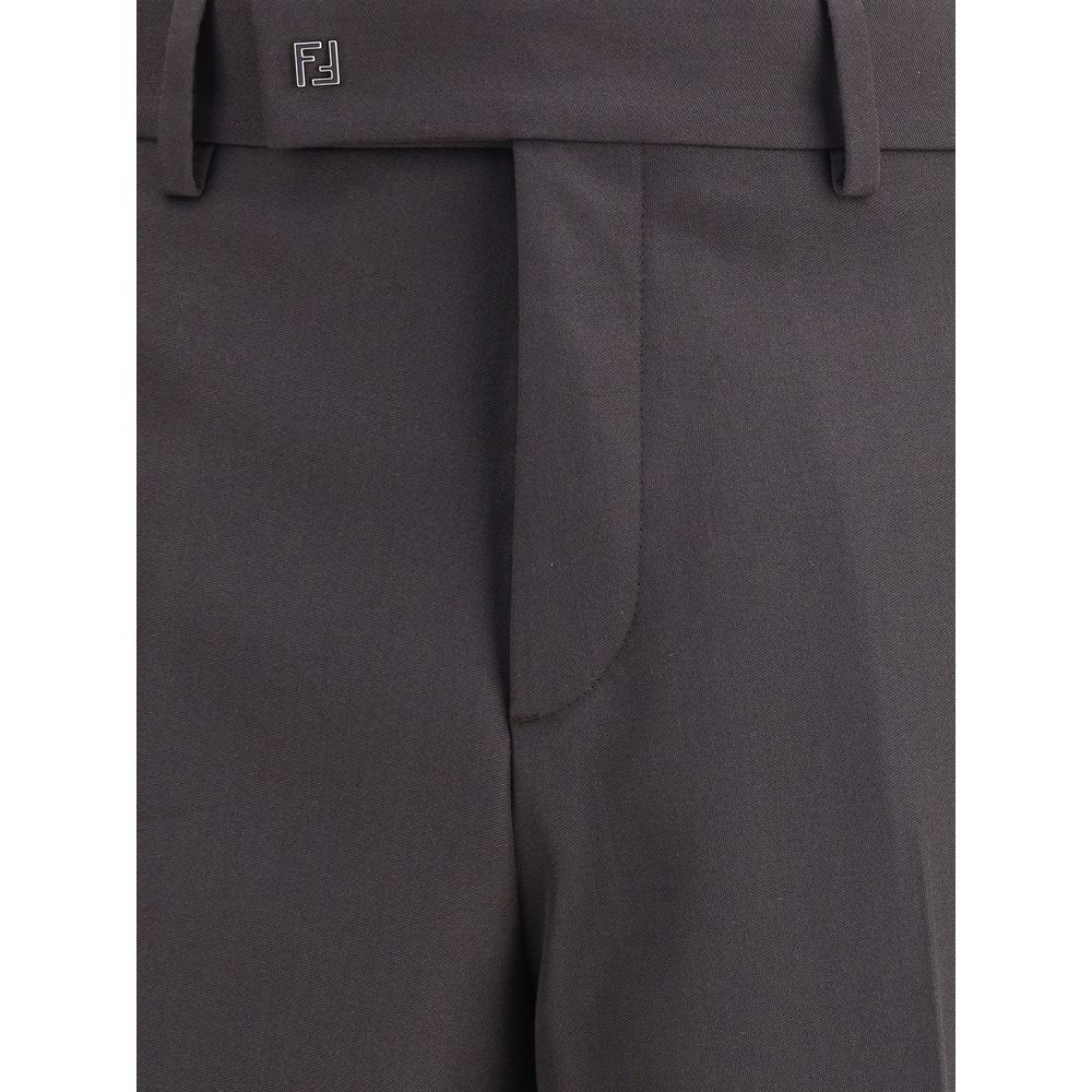 Fendi Brown Wool Oves Aries Dress Pants
