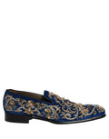Dolce & Gabbana Blue Velvet Embellished Dress Loafers Shoes
