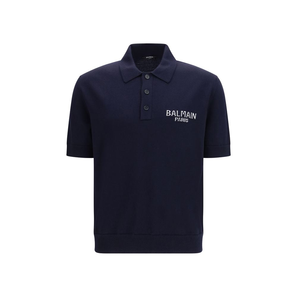 Balmain Blue Wool Oves Aries Polo Shirt