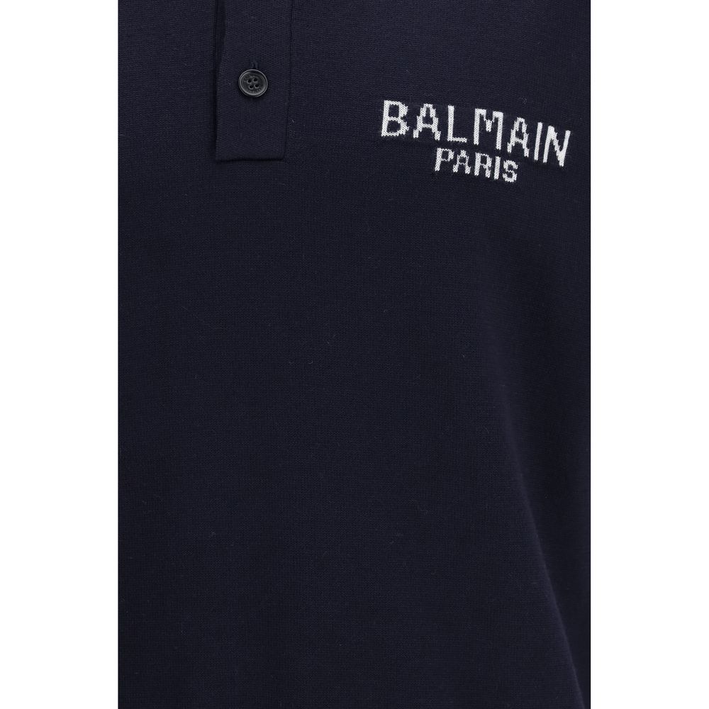 Balmain Blue Wool Oves Aries Polo Shirt