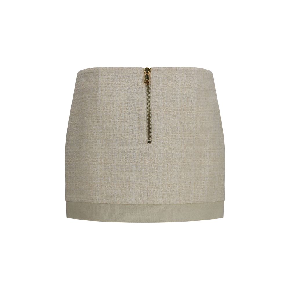 Balmain Beige Wool Oves Aries Mini Skirt