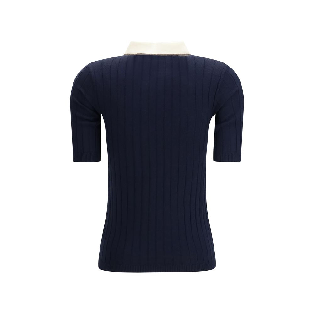 Brunello Cucinelli Blue Wool Oves Aries Polo Shirt