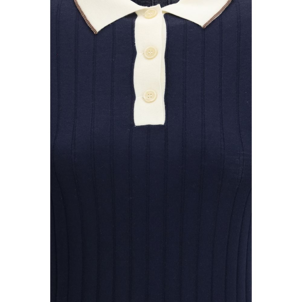Brunello Cucinelli Blue Wool Oves Aries Polo Shirt