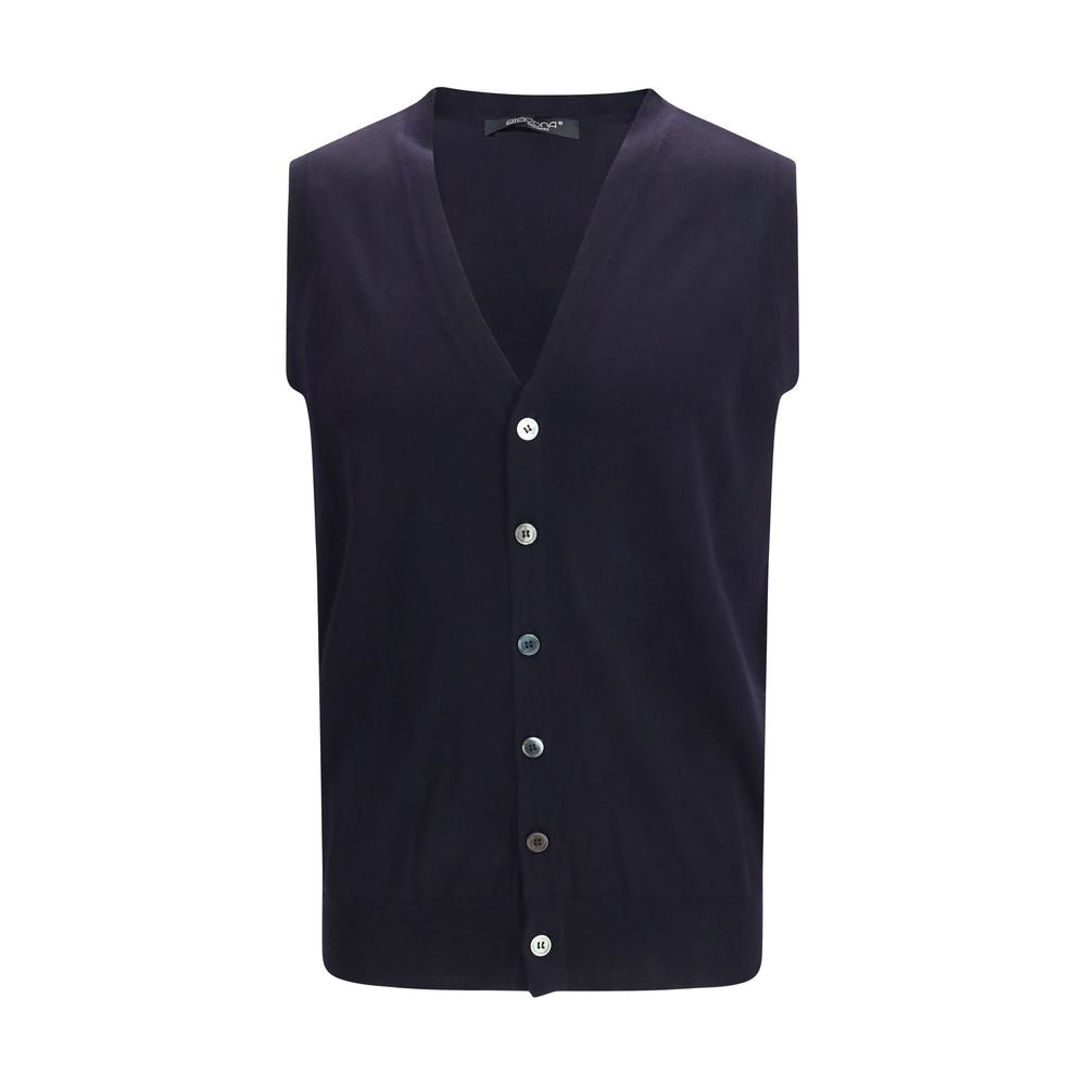 Aragona Cashmere Blue Wool Oves Aries Sleeveles Sweater
