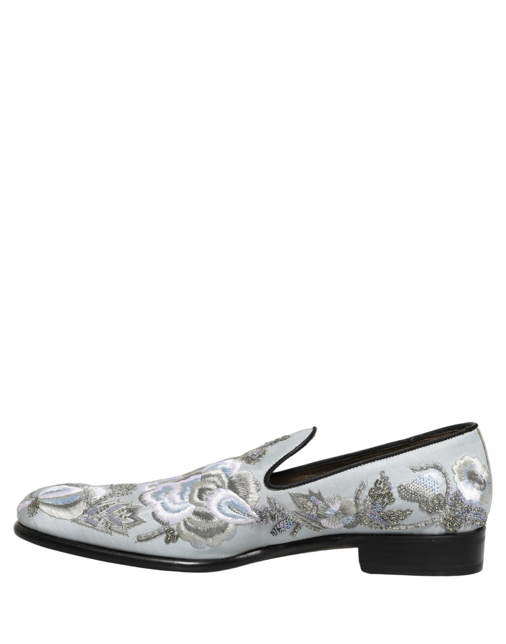 Dolce & Gabbana White Floral Embellished Men Loafers Shoes