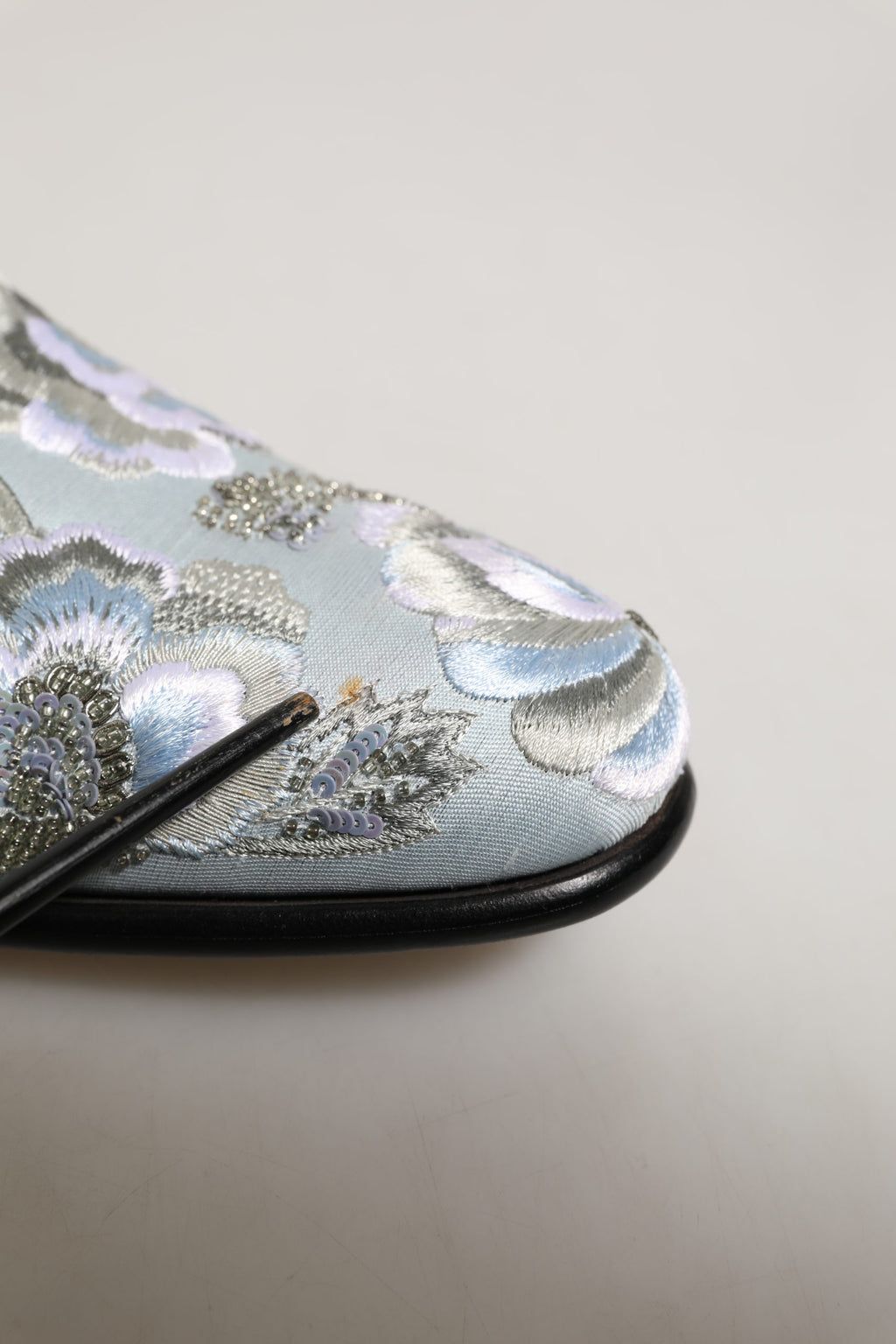Dolce & Gabbana White Floral Embellished Men Loafers Shoes