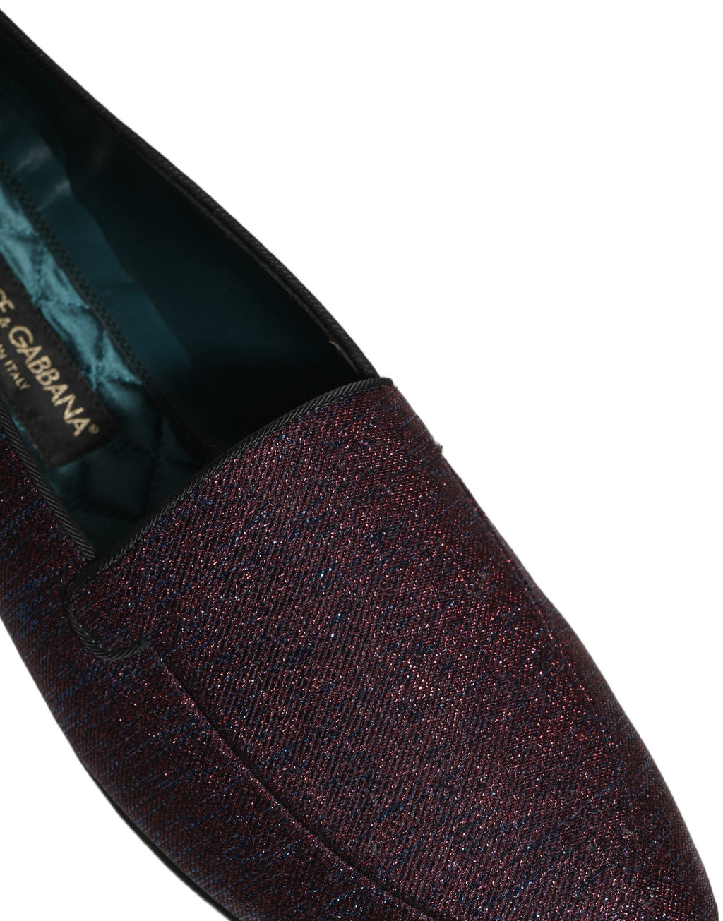 Dolce & Gabbana Maroon Glitter Lurex Logo Dress Loafers Shoes