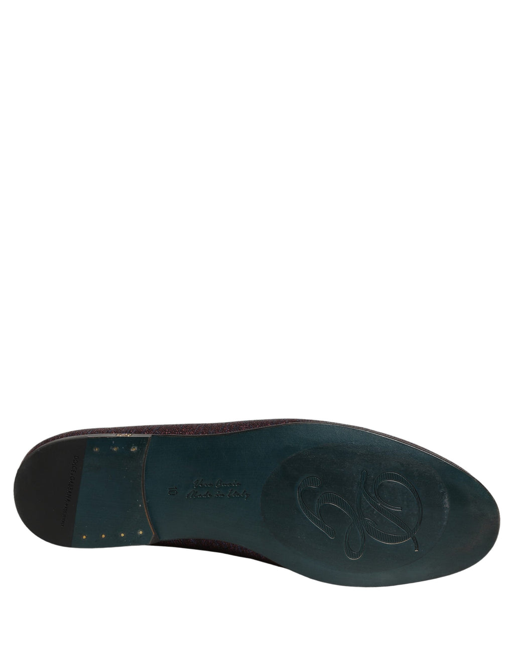 Dolce & Gabbana Maroon Glitter Lurex Logo Dress Loafers Shoes