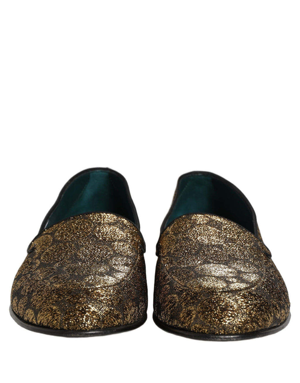 Dolce & Gabbana Gold Lurex Glitter Men Slip On Loafers Shoes