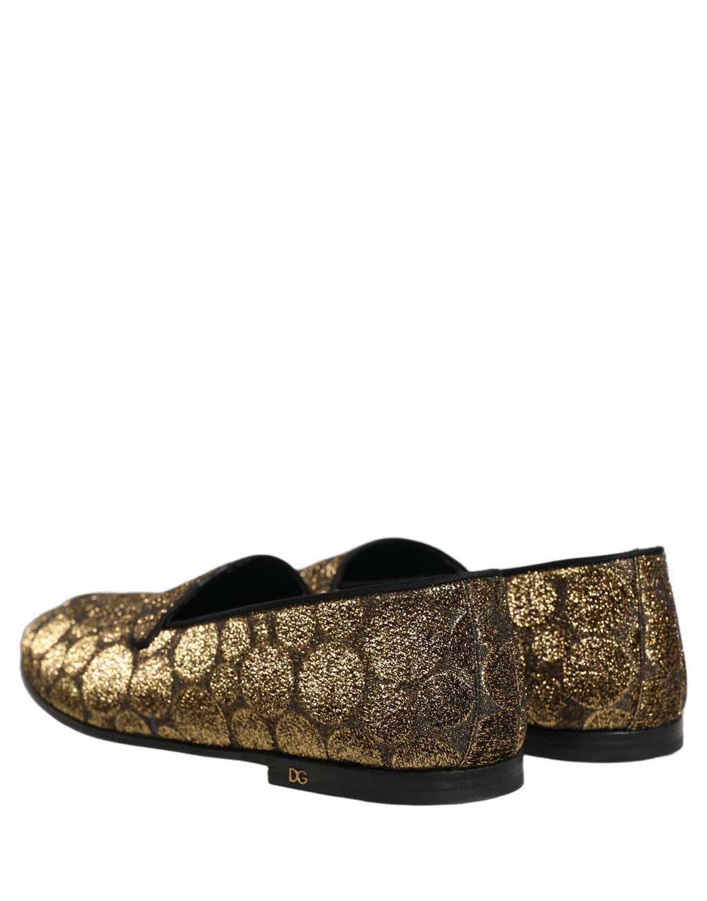 Dolce & Gabbana Gold Lurex Glitter Men Slip On Loafers Shoes
