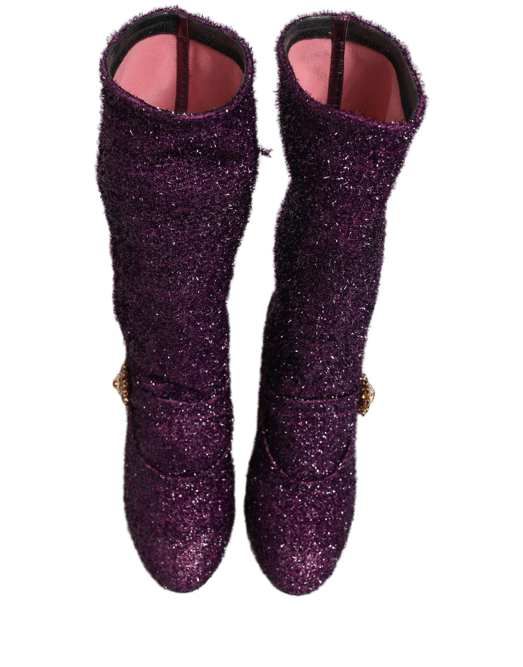 Dolce & Gabbana Purple Crystal Lurex Fantasy High Boots Shoes