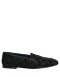 Dolce & Gabbana Black Glitter Brocade Men Dress Loafers Shoes