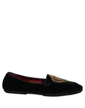 Dolce & Gabbana Black Velvet Sacred Heart Dress Loafers Shoes