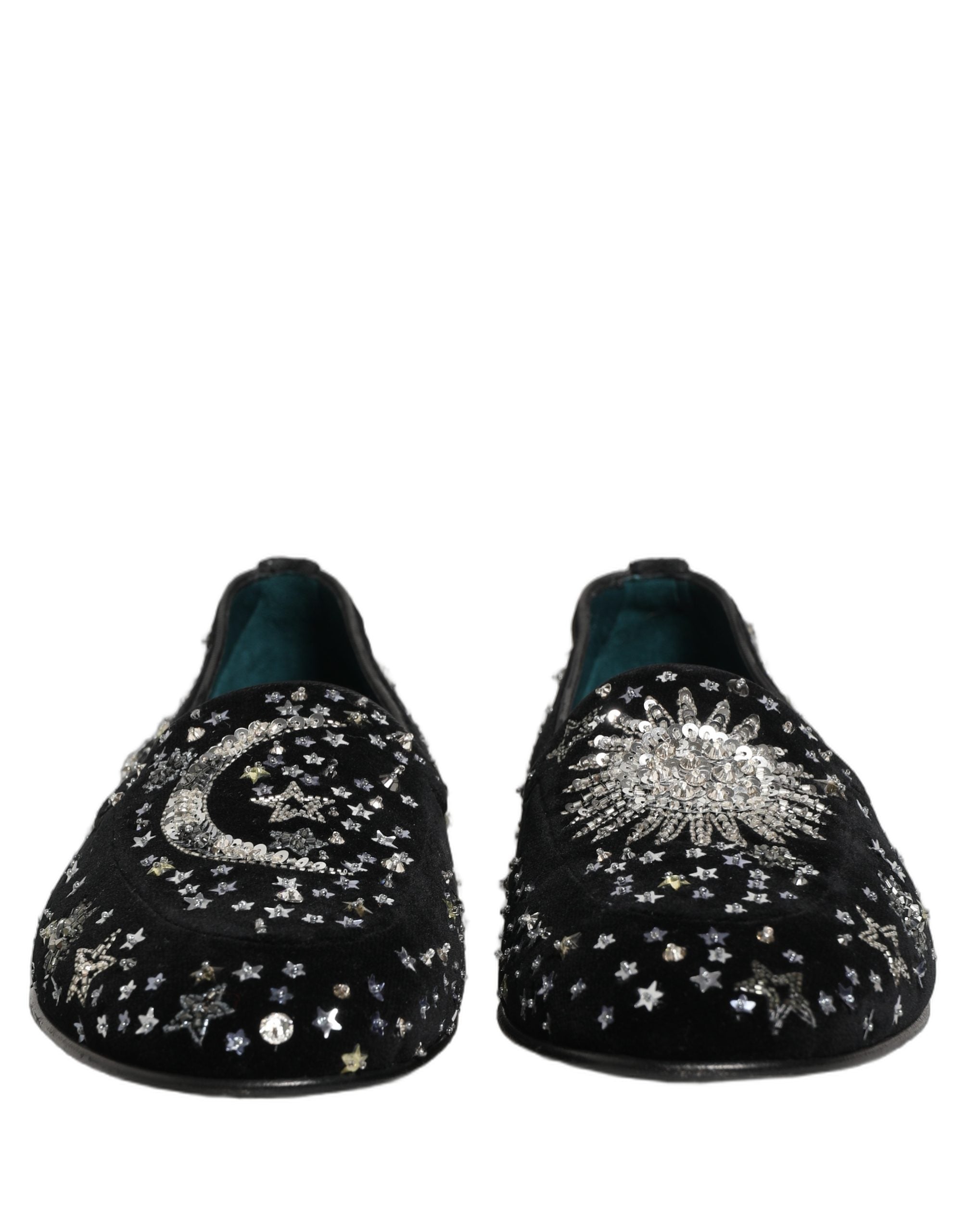 Dolce & Gabbana Black Crystal Embellished Dress Loafers Shoes