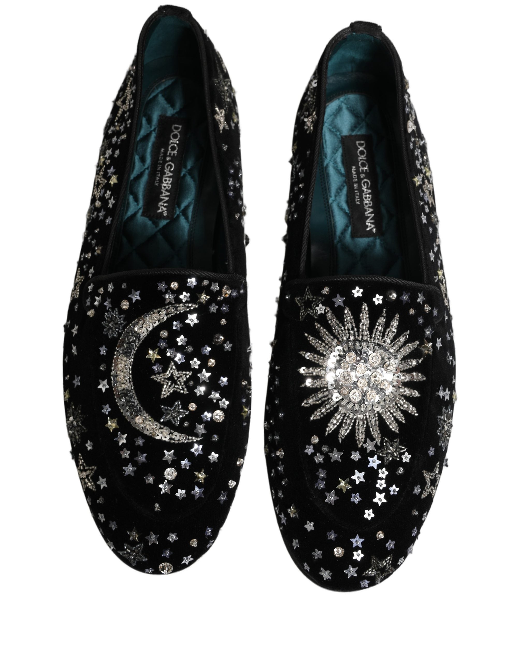 Dolce & Gabbana Black Crystal Embellished Dress Loafers Shoes