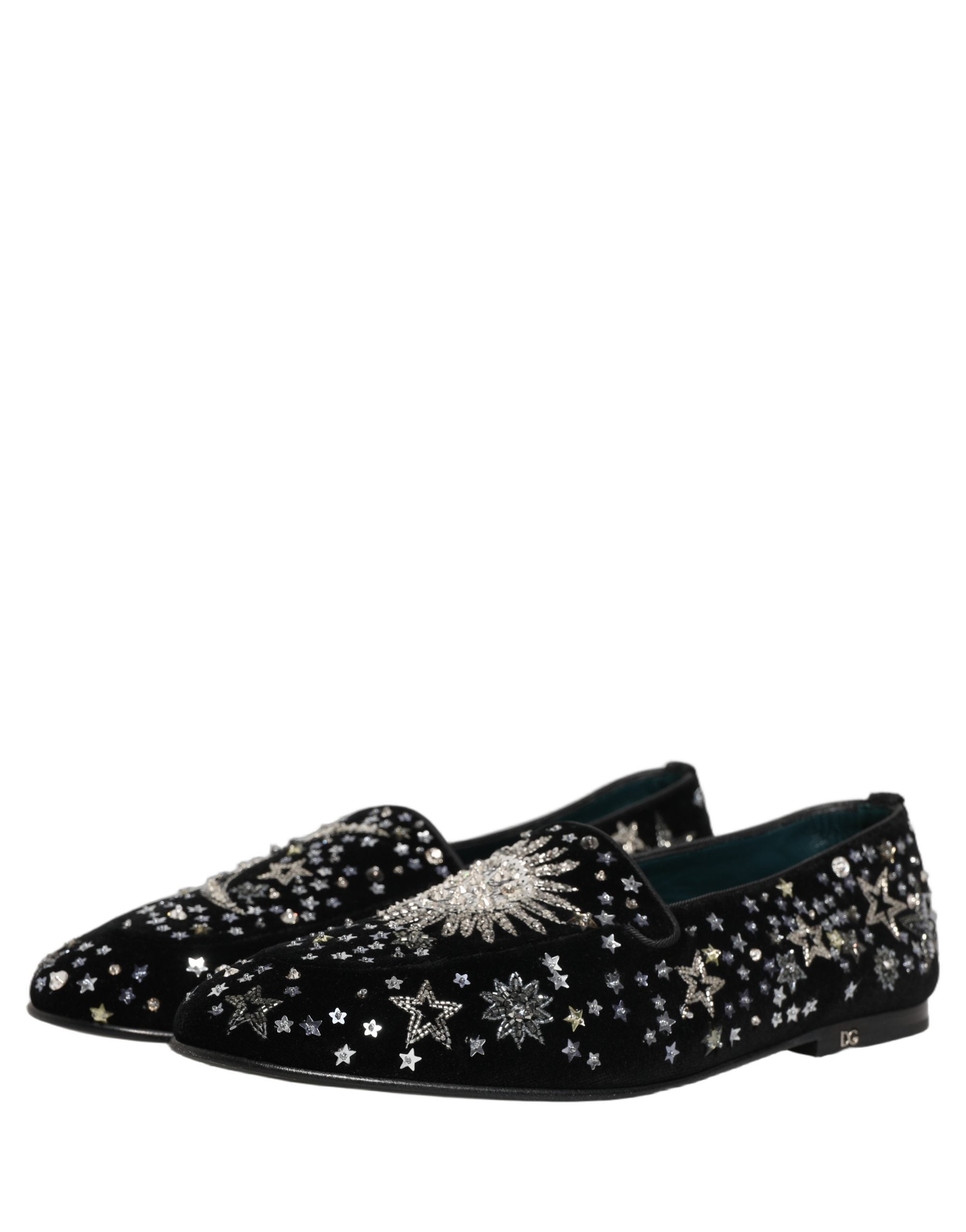 Dolce & Gabbana Black Crystal Embellished Dress Loafers Shoes