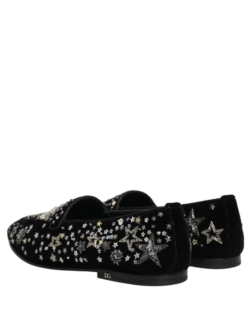 Dolce & Gabbana Black Crystal Embellished Dress Loafers Shoes