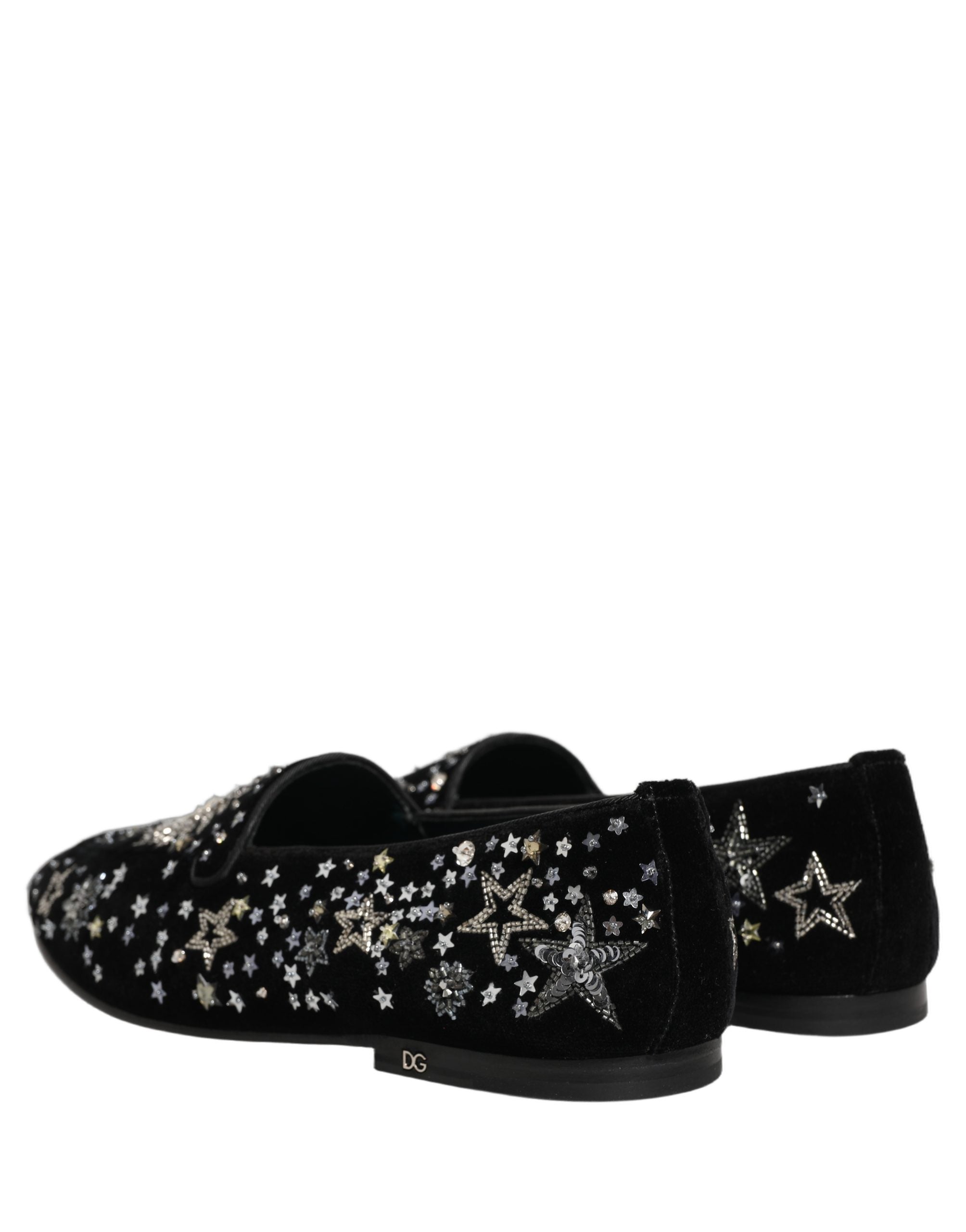 Dolce & Gabbana Black Crystal Embellished Dress Loafers Shoes