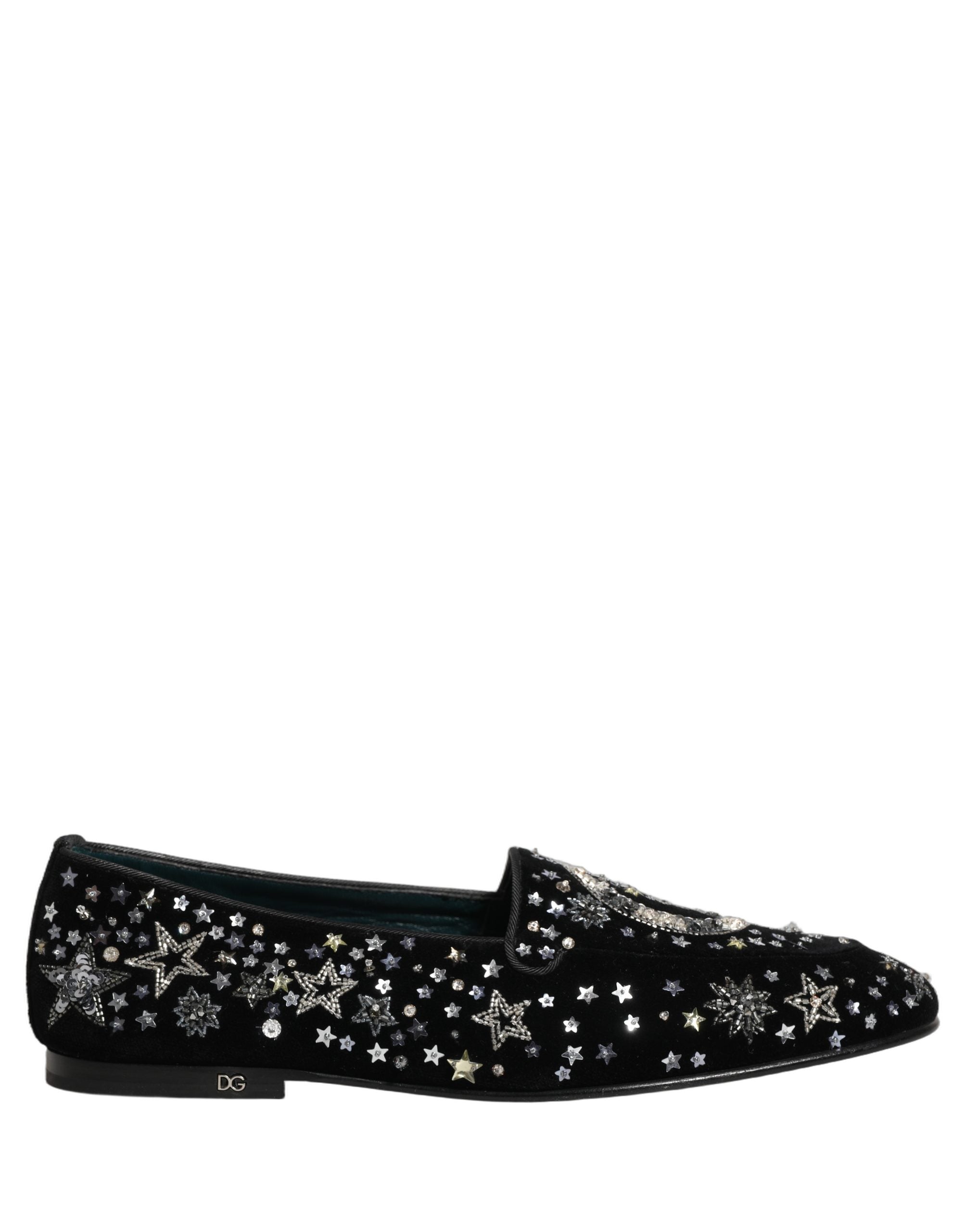 Dolce & Gabbana Black Crystal Embellished Dress Loafers Shoes