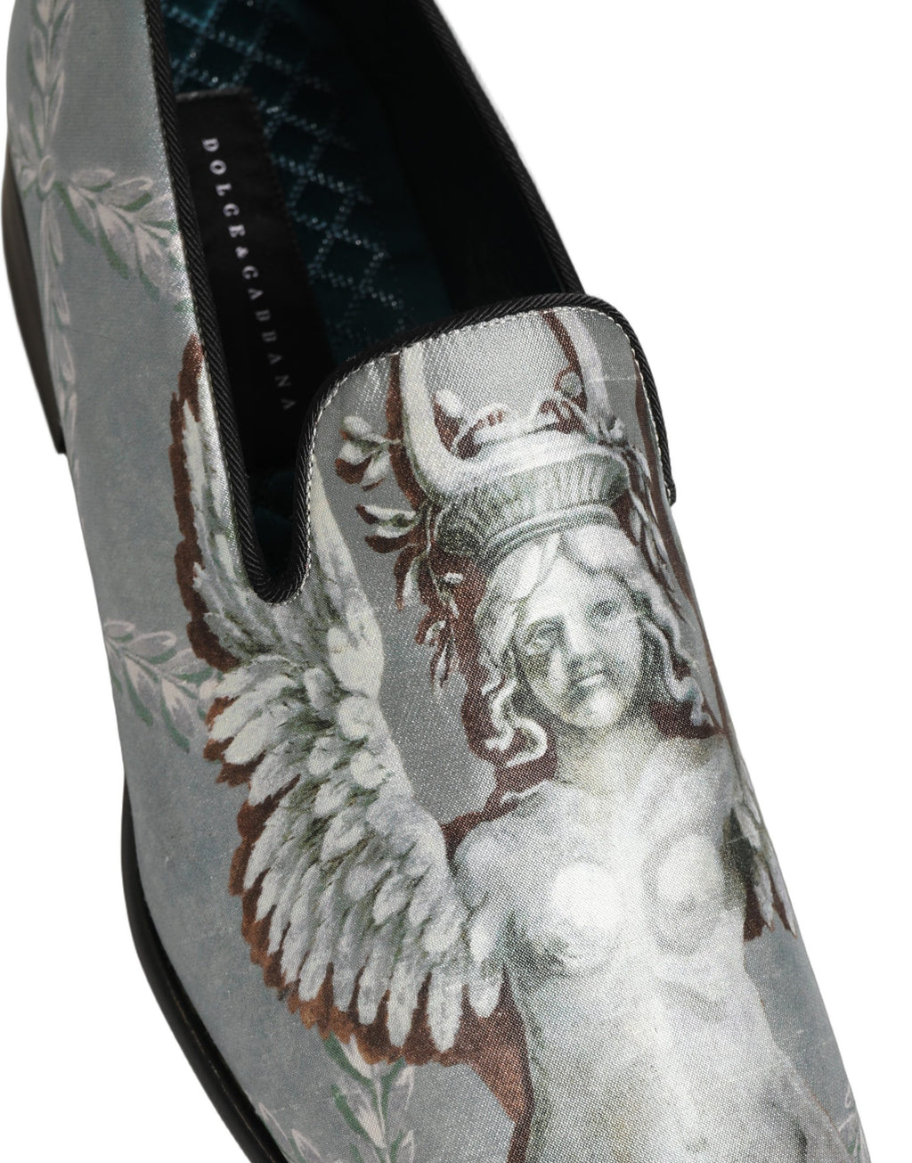 Dolce & Gabbana Gray Baroque Angel Velvet Men Loafers Shoes