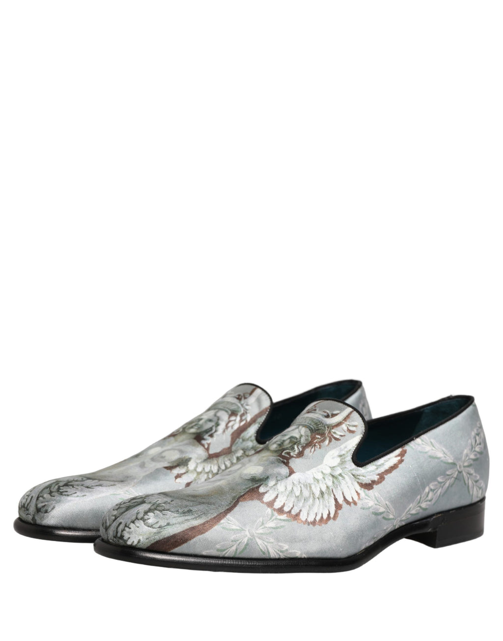 Dolce & Gabbana Gray Baroque Angel Velvet Men Loafers Shoes
