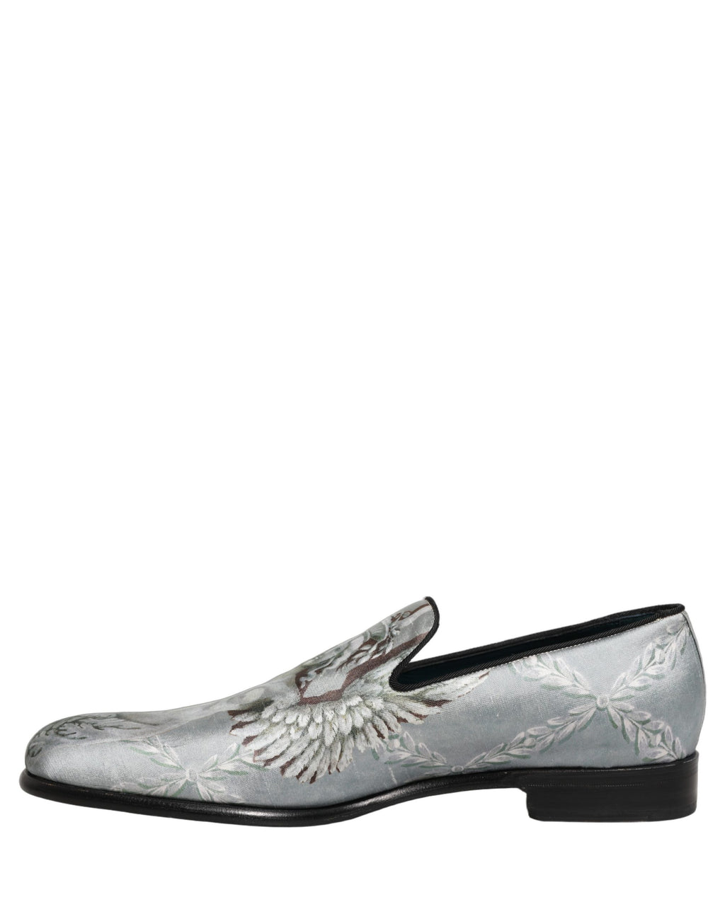 Dolce & Gabbana Gray Baroque Angel Velvet Men Loafers Shoes