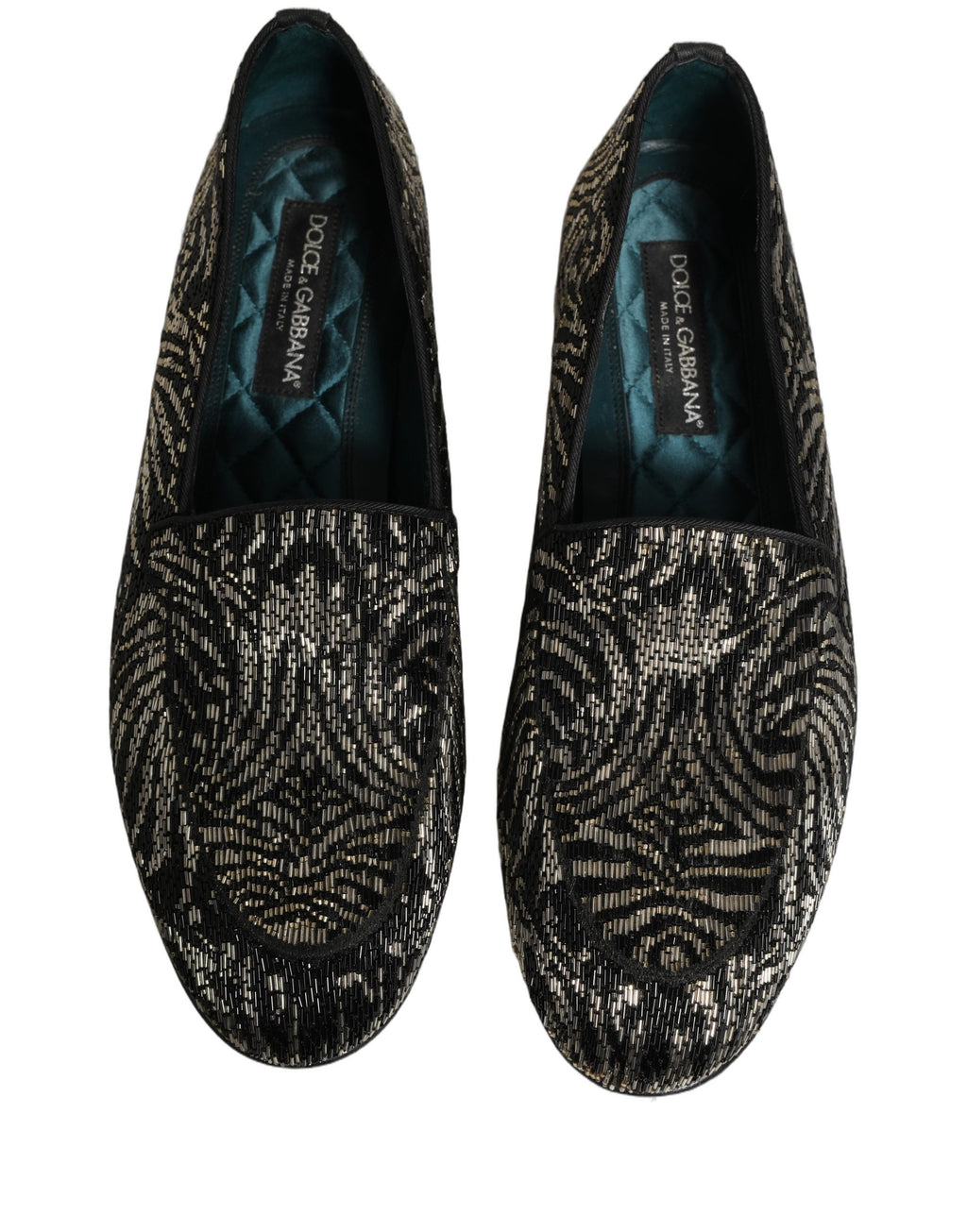 Dolce & Gabbana Black Silver Embellished Dress Loafers Shoes
