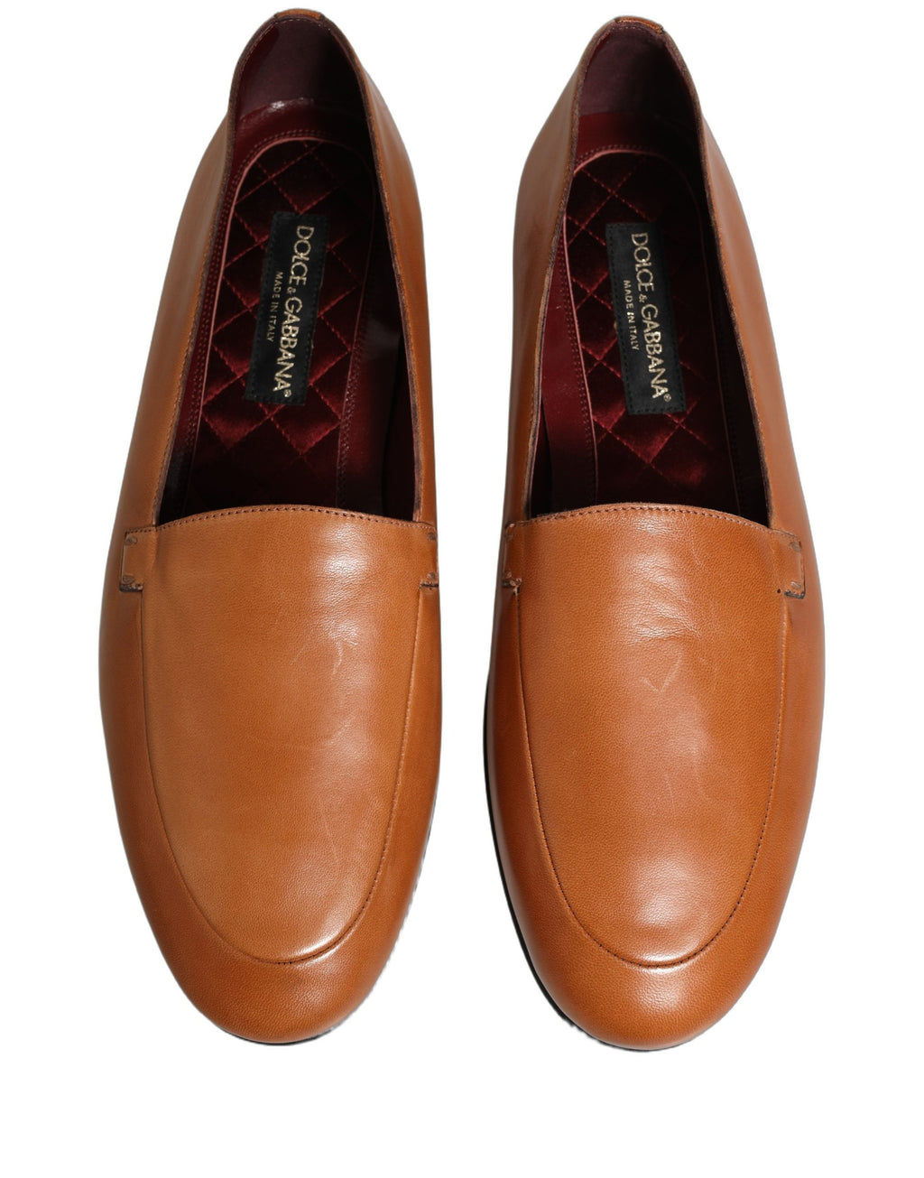 Dolce & Gabbana Brown Leather Logo Slip On Men Loafers Shoes