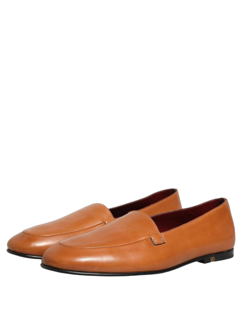 Dolce & Gabbana Brown Leather Logo Slip On Men Loafers Shoes