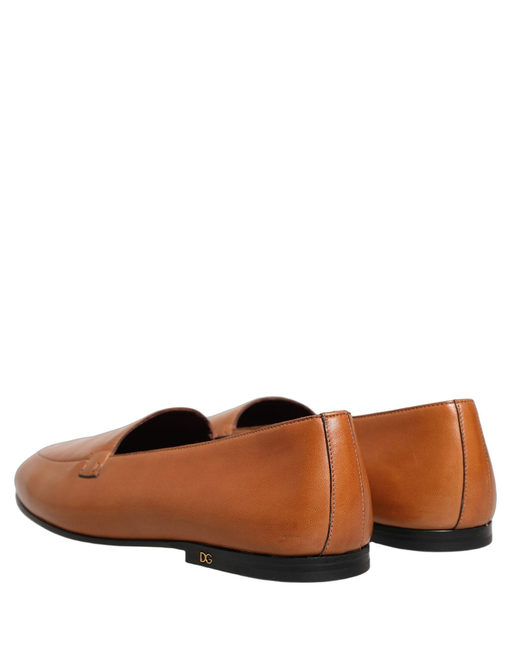 Dolce & Gabbana Brown Leather Logo Slip On Men Loafers Shoes