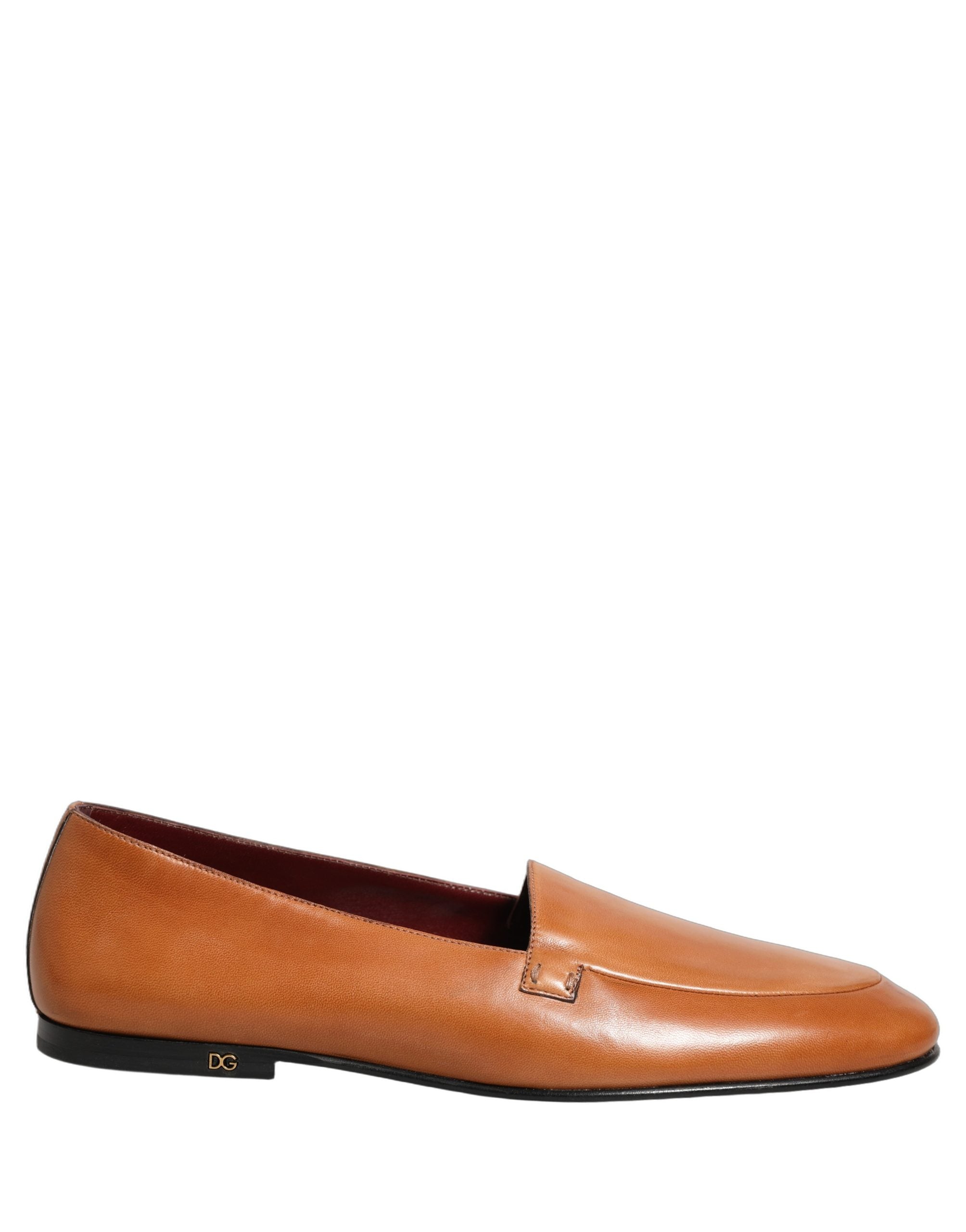 Dolce & Gabbana Brown Leather Logo Slip On Men Loafers Shoes