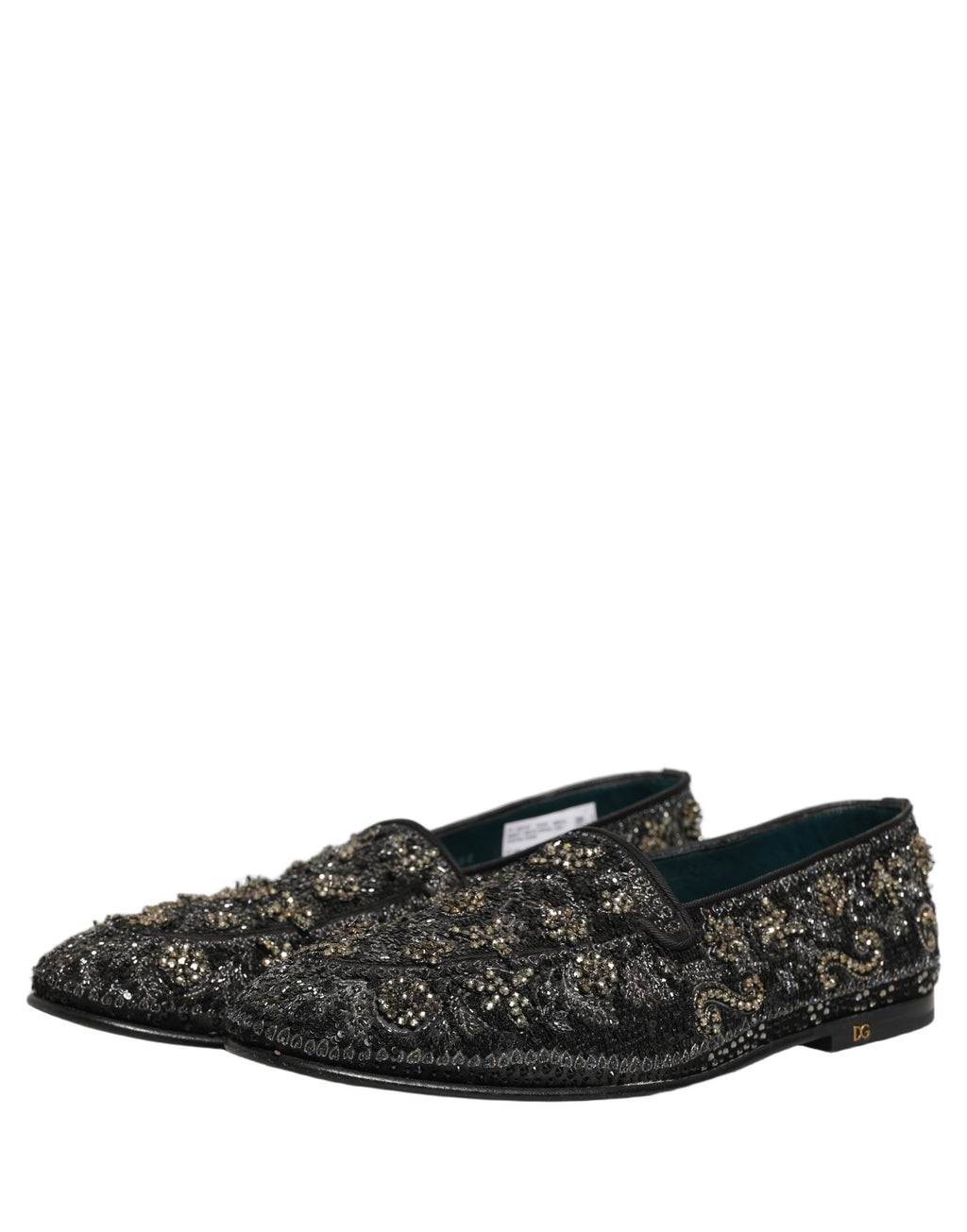 Dolce & Gabbana Black Rhinestone Embellished Loafers Shoes