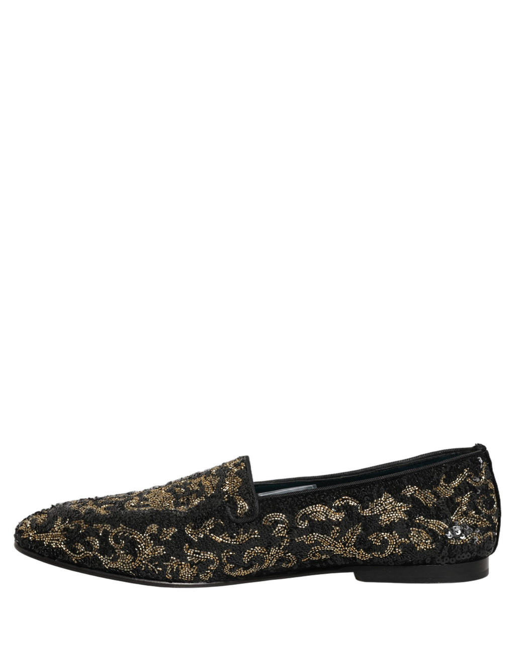 Dolce & Gabbana Black Gold Embellished Dress Loafers Shoes