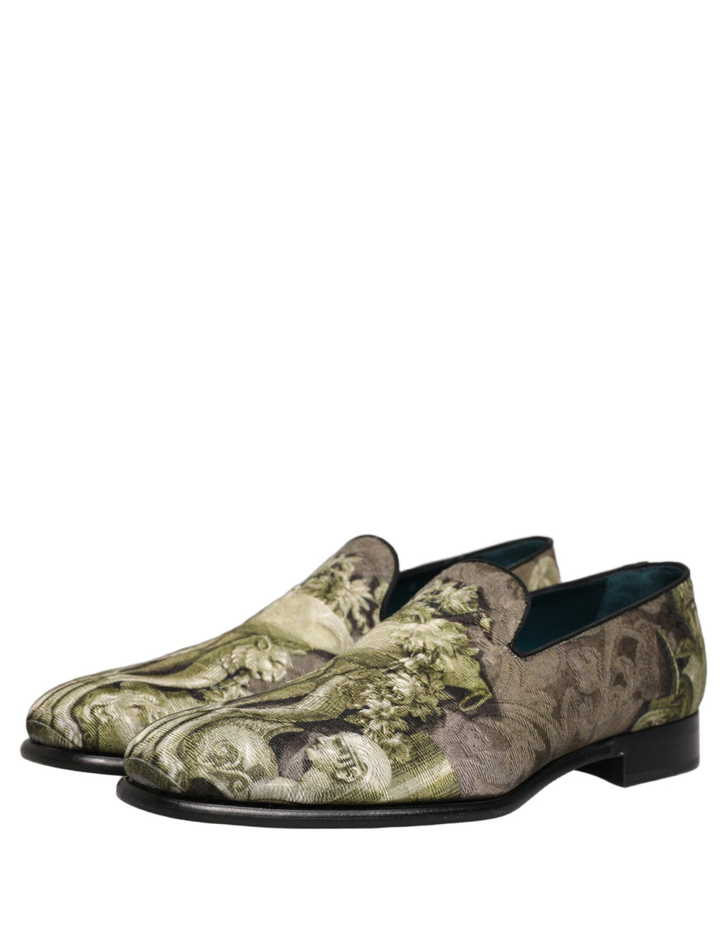 Dolce & Gabbana Brown Baroque Print Slip On Men Loafers Shoes