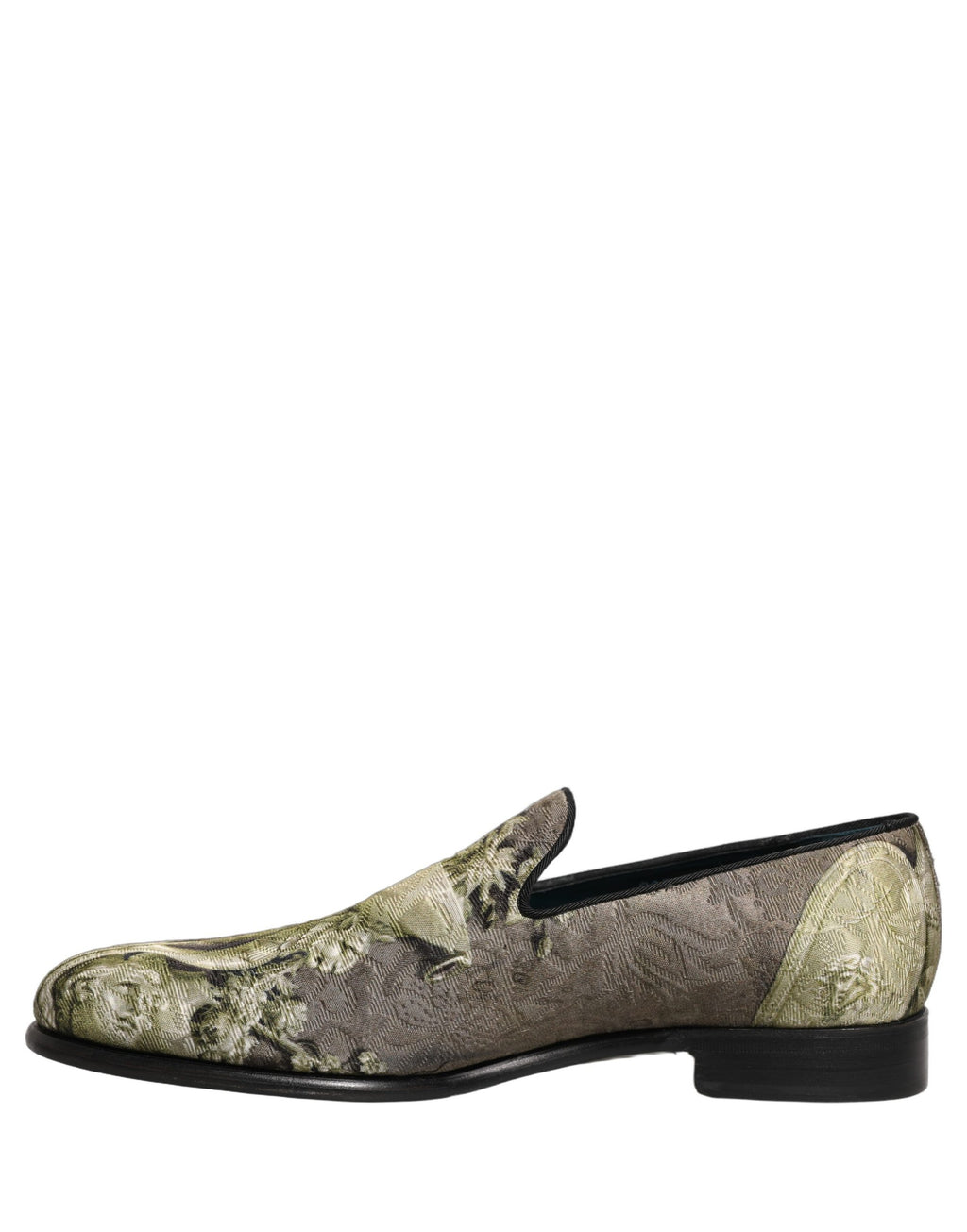 Dolce & Gabbana Brown Baroque Print Slip On Men Loafers Shoes
