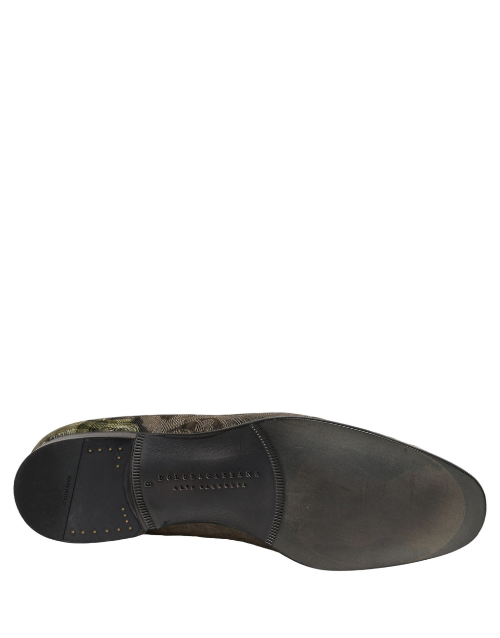 Dolce & Gabbana Brown Baroque Print Slip On Men Loafers Shoes