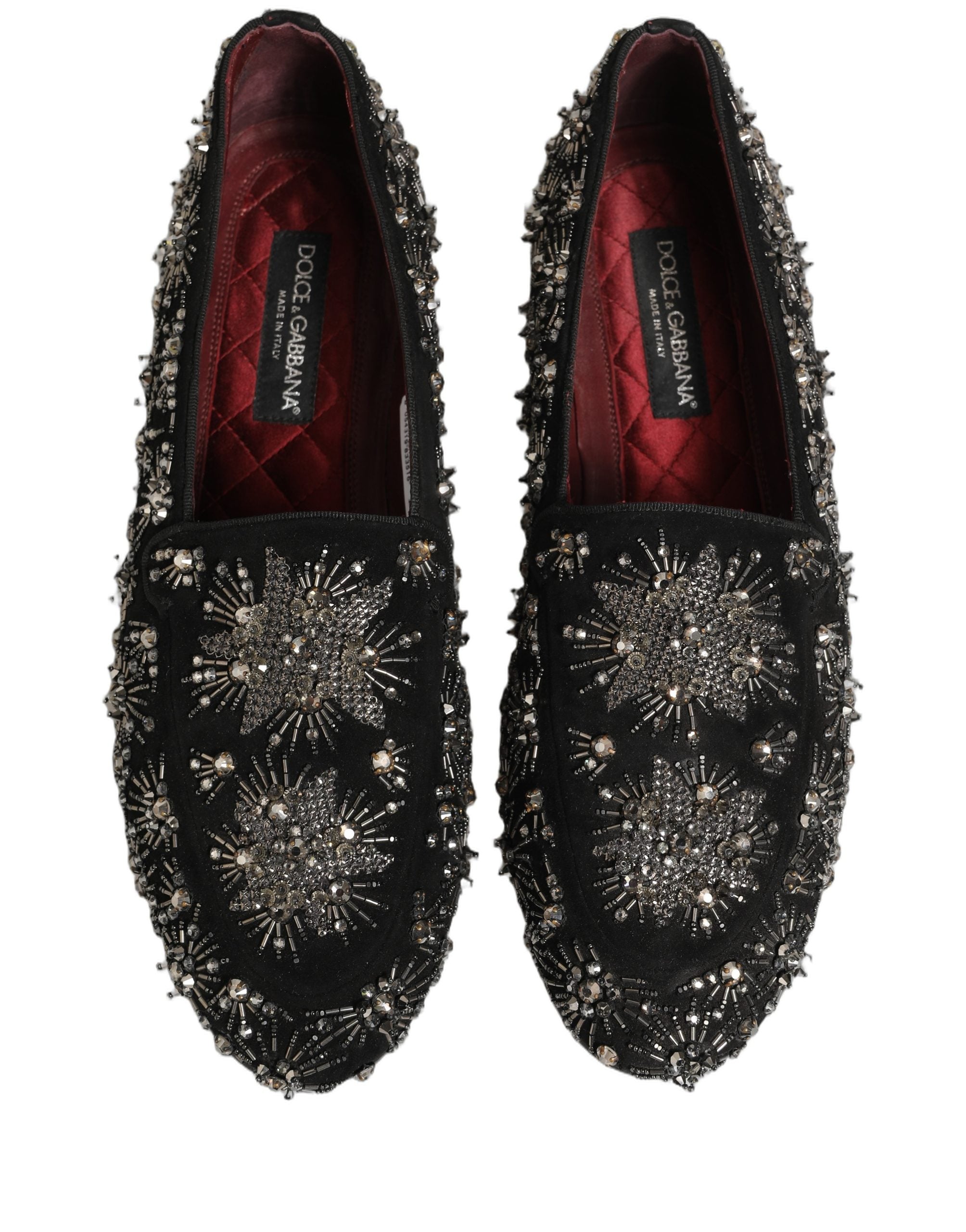 Dolce & Gabbana Black Crystal Embellished Dress Loafers Shoes