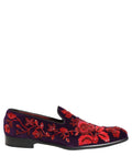 Dolce & Gabbana Violet Red Bead Embellished Loafers Shoes