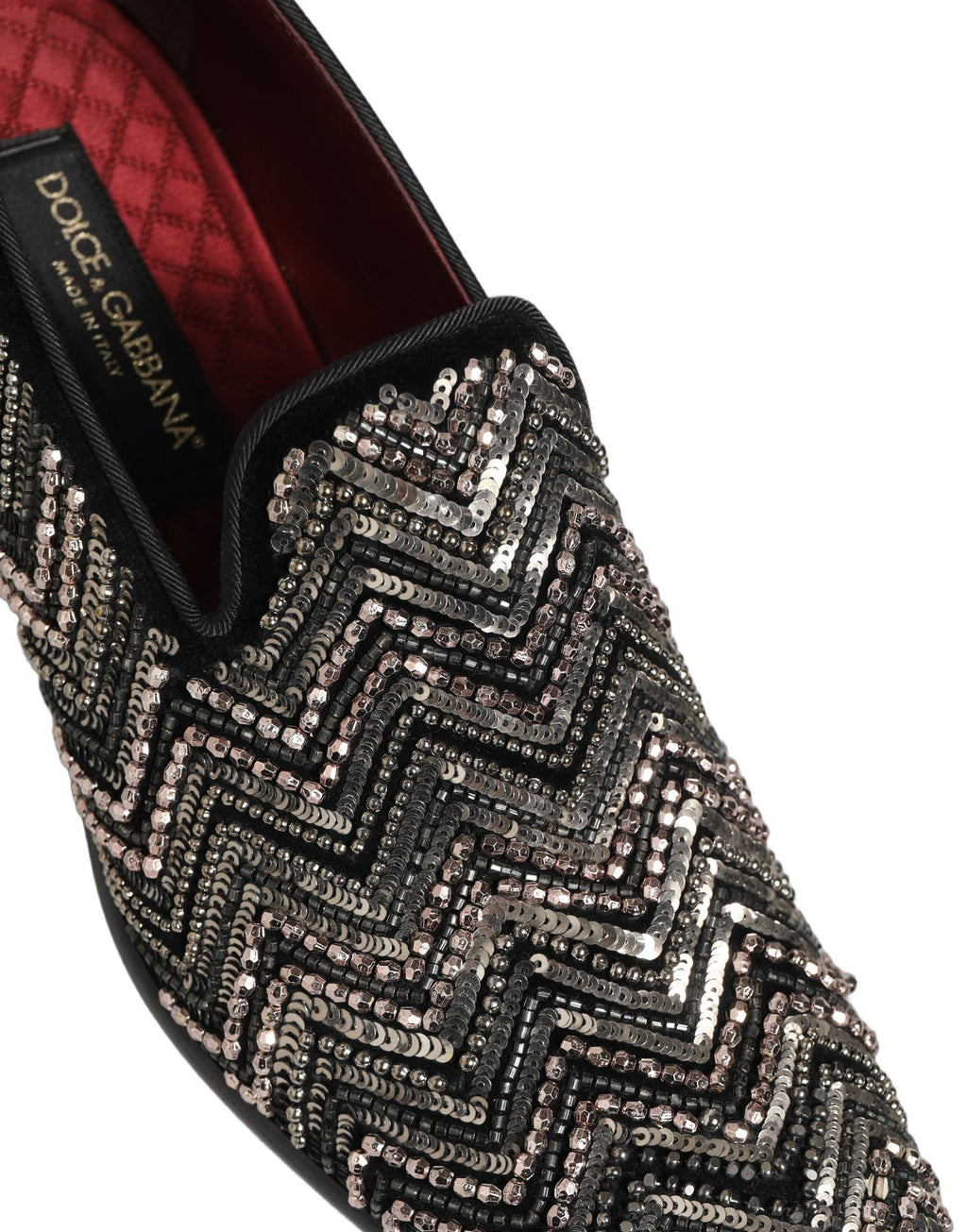 Dolce & Gabbana Black Velvet Floral Embellished Loafers Shoes