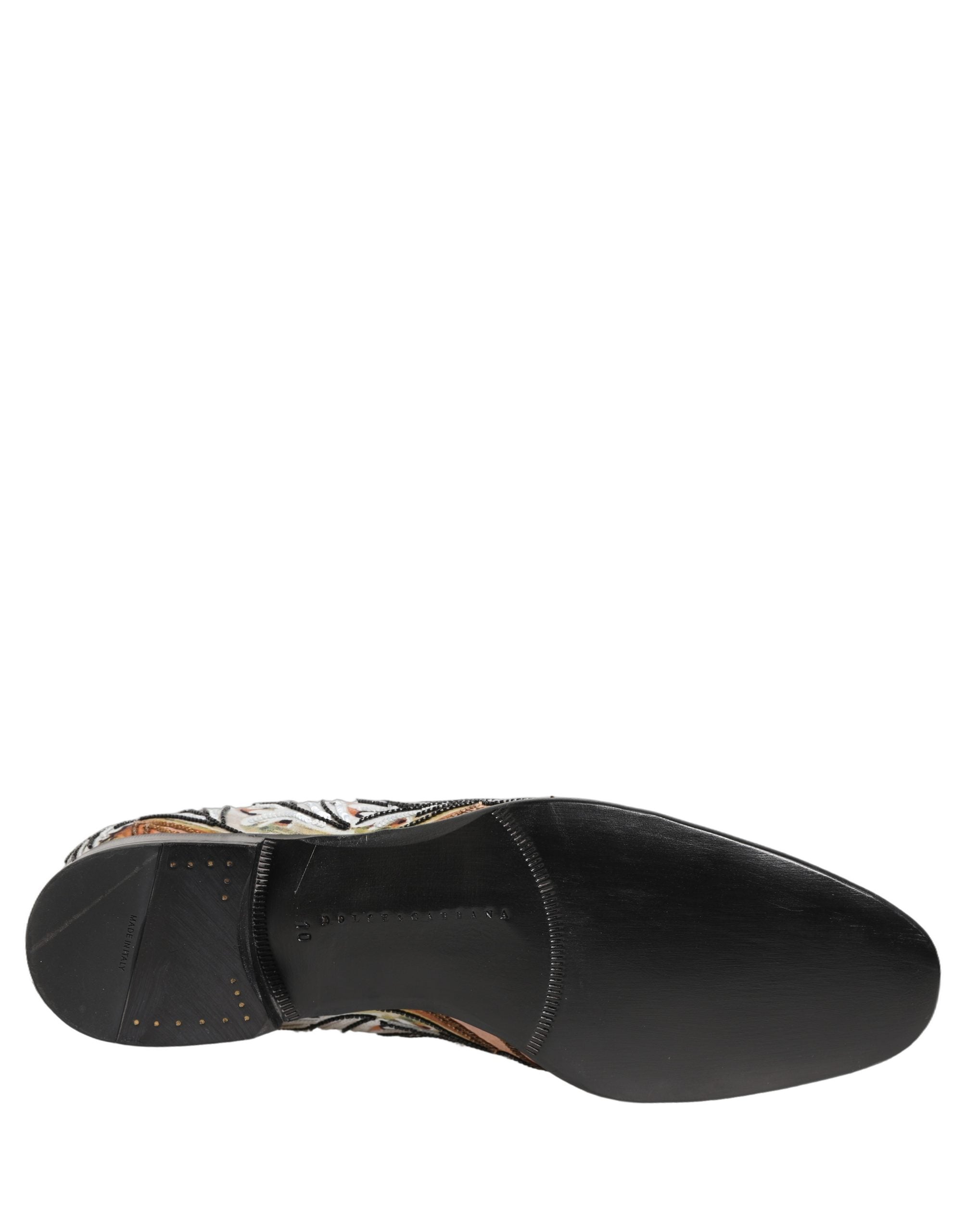 Dolce & Gabbana Multicolor Brocade Sequin Dress Loafers Shoes