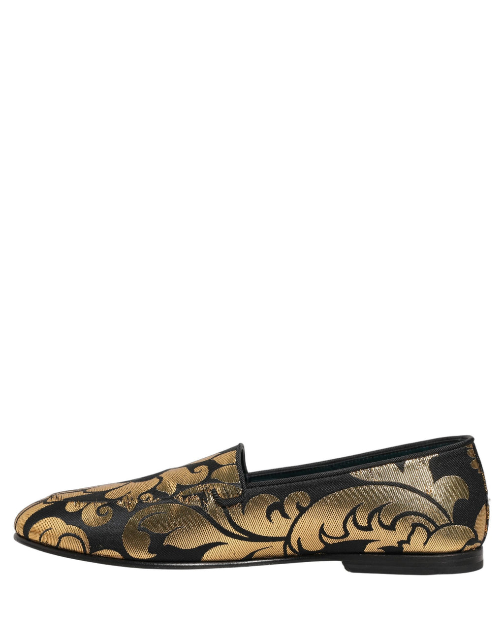 Dolce & Gabbana Black Gold Floral Jacquard Dress Loafers Shoes