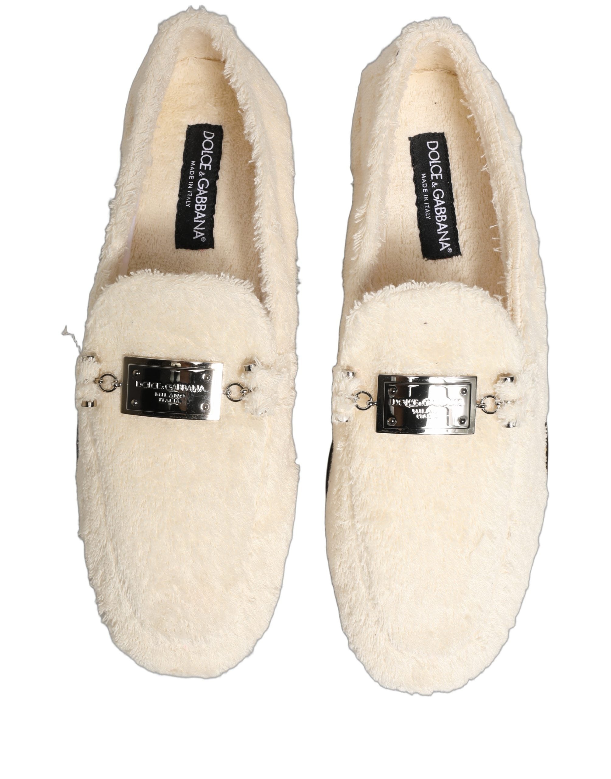 Dolce & Gabbana White Fur Shearling Men Dress Loafers Shoes