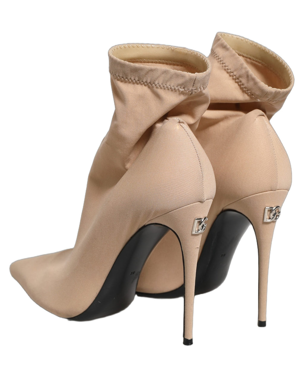 Dolce & Gabbana Beige Stretch Socks Heels Ankle Boots Shoes