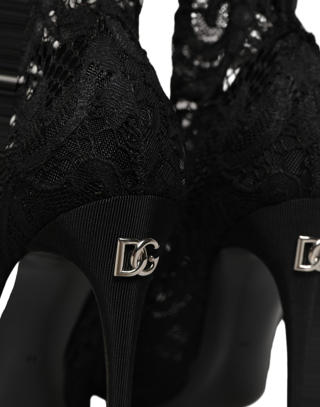 Dolce & Gabbana Black Socks Taormina Lace Pumps Boots Shoes