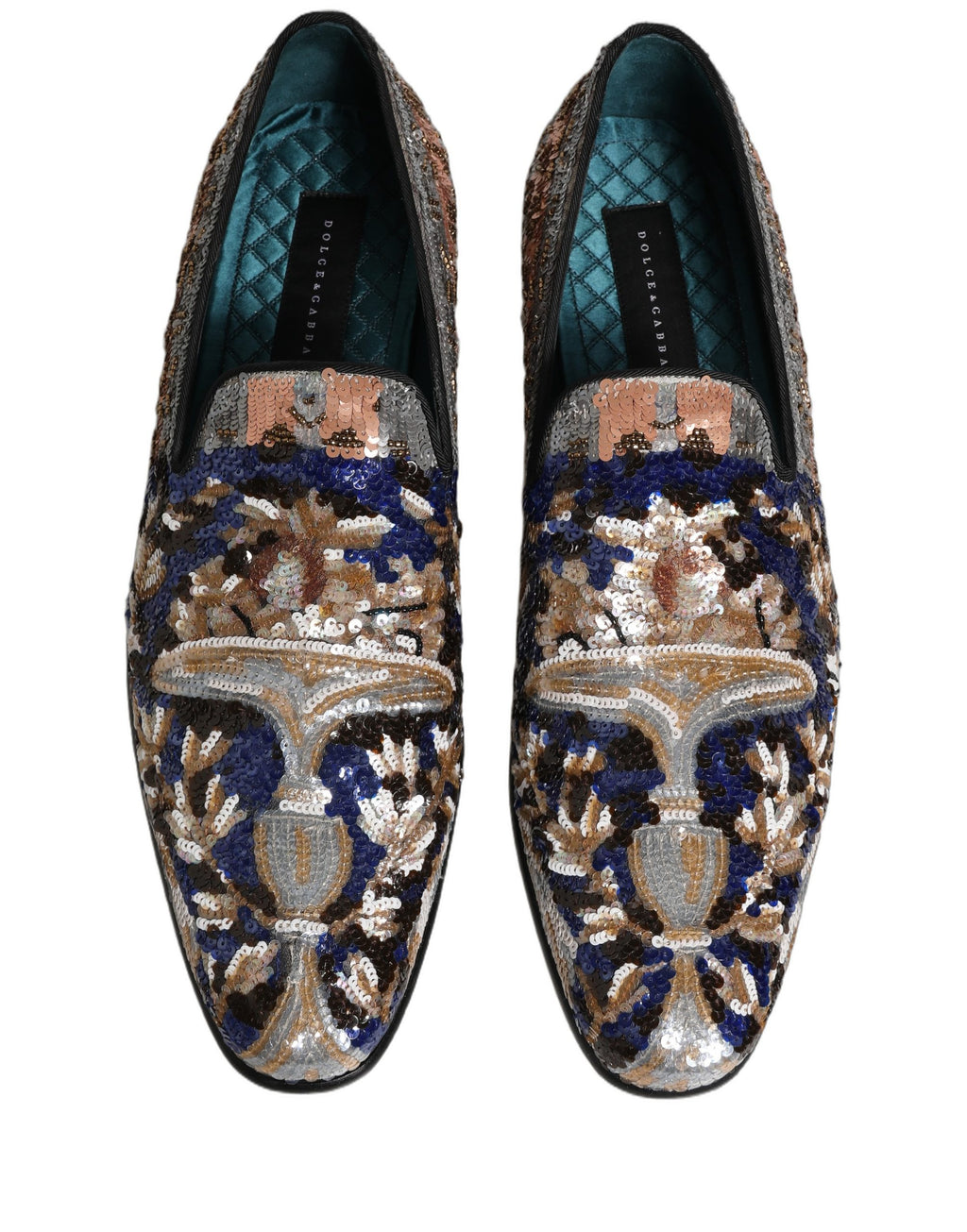 Dolce & Gabbana Multicolor Embroidered Sequin Loafers Shoes